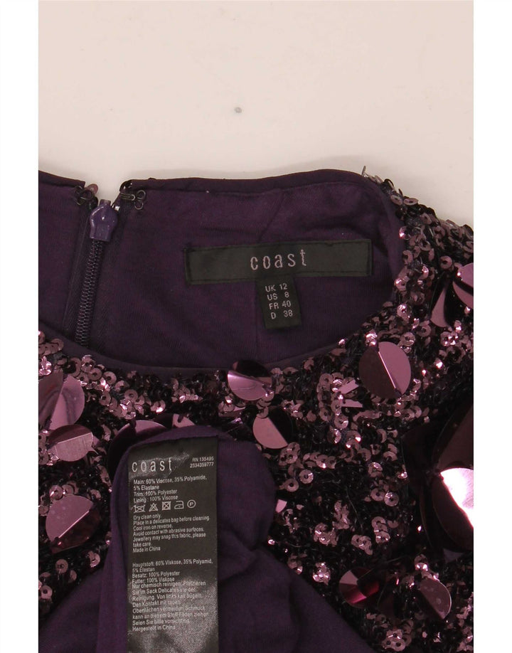 Coast Damen Ärmelloses Basic-Kleid UK 12 Medium Lila Viskose