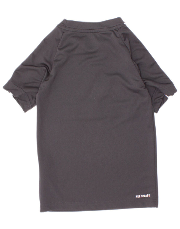 Adidas Boys Aeroready Graphic T-Shirt Top 5-6 Years Black Polyester