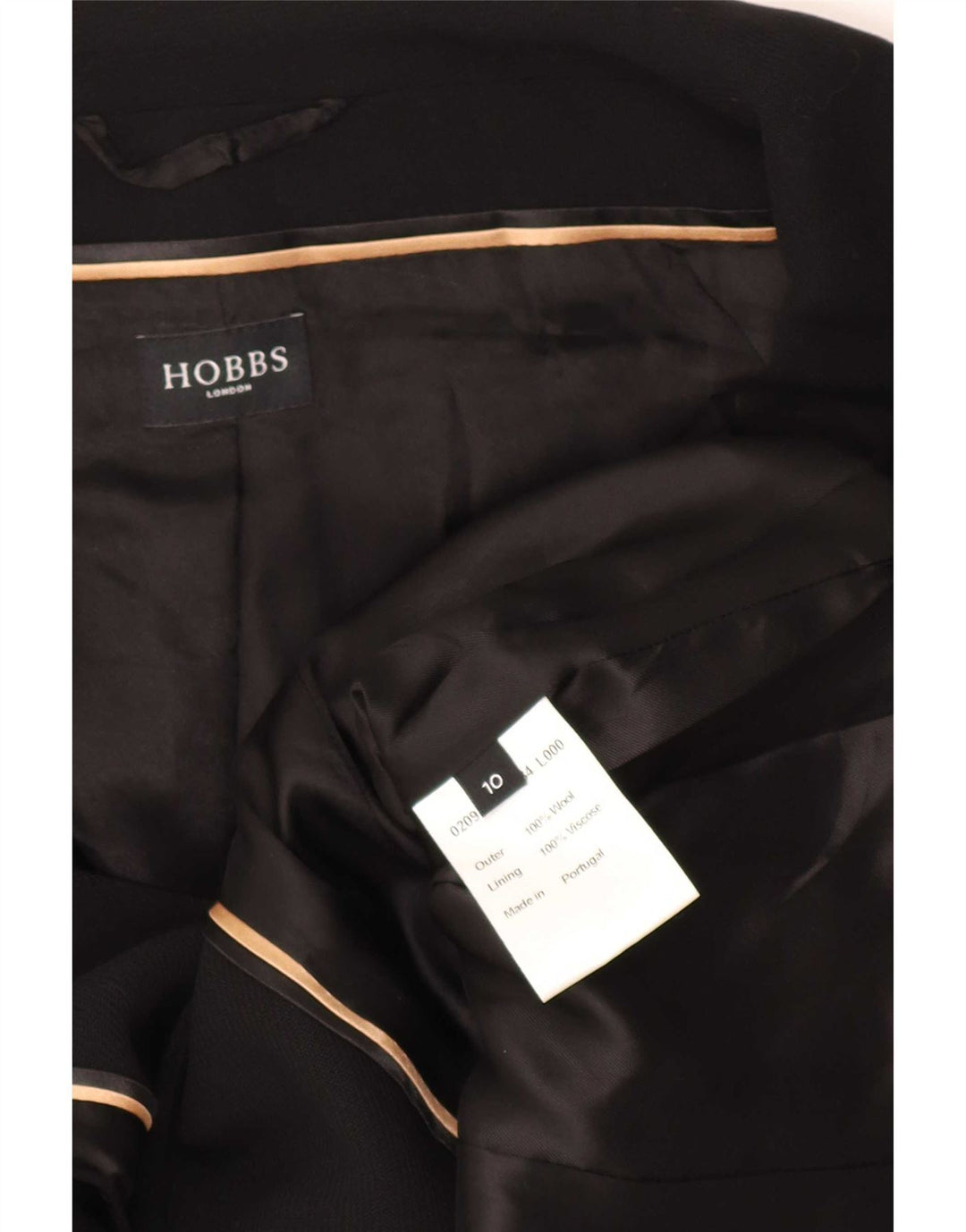 Hobbs Damen Crop 3 Button Blazer Jacke UK 10 Small Schwarze Wolle