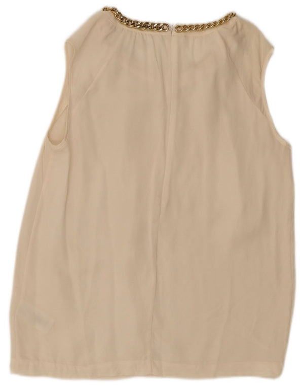 Michael Kors Damen ärmelloses Blusenoberteil UK 10 Small Off White Silk