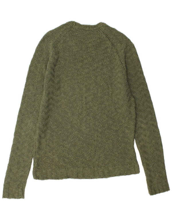 ZARA Herren-Pullover mit Rundhalsausschnitt, groß, Khaki, Baumwolle