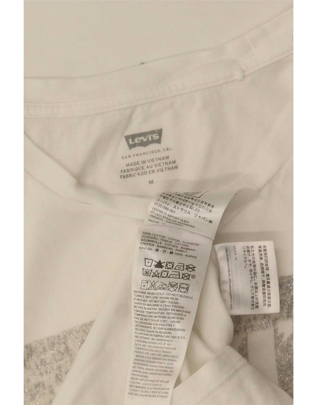 Levi's Damen-T-Shirt mit Grafik, UK 12, mittelweiße Baumwolle