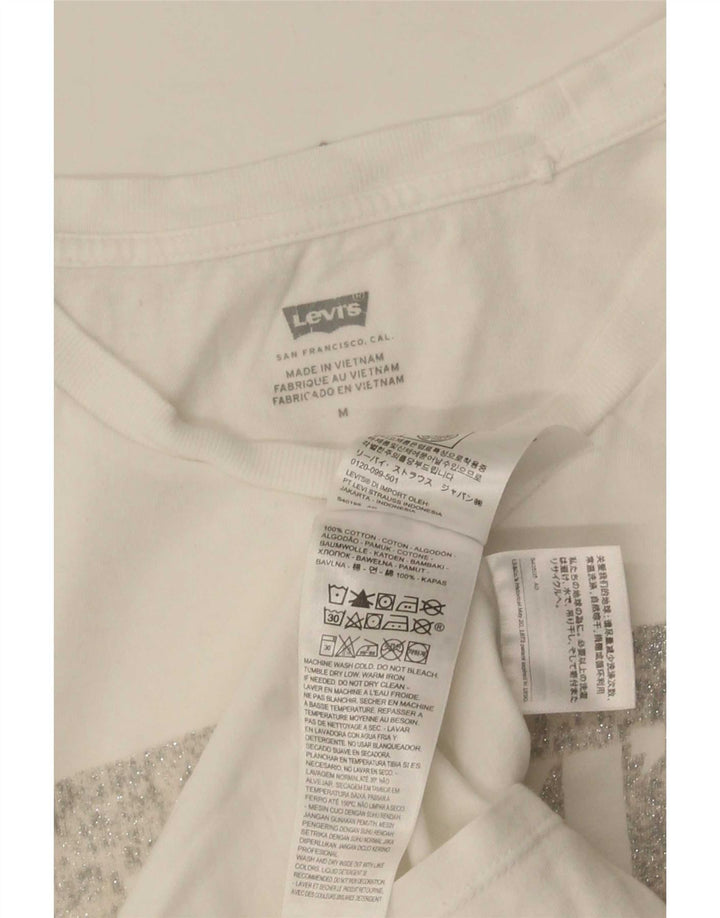 Levi's Damen-T-Shirt mit Grafik, UK 12, mittelweiße Baumwolle
