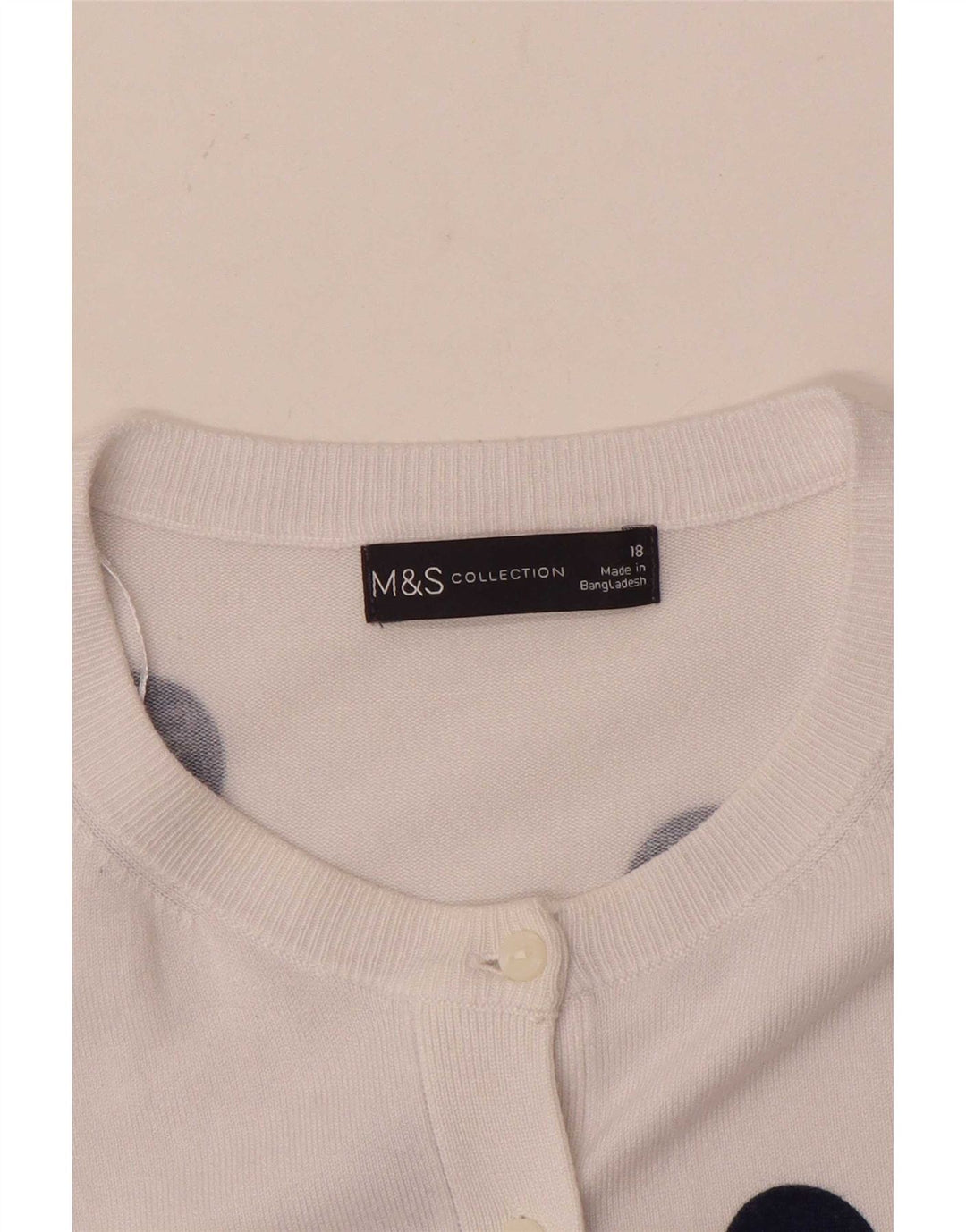 Marks & Spencer Damen Strickjacke Pullover UK 18 XL Weiß Geometrisch