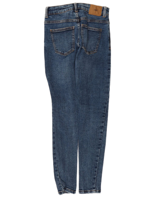 Zara Damen Skinny Jeans EU 34 2XS W24 L28 Blaue Baumwolle