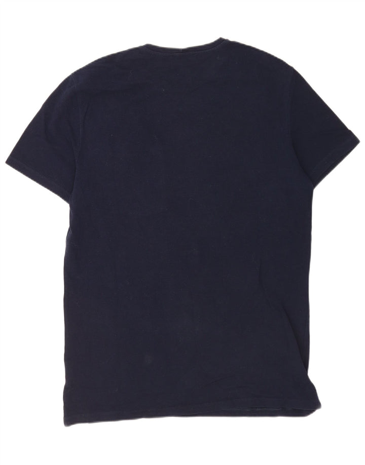 Benetton Herren T-Shirt Top Large Marineblau Baumwolle