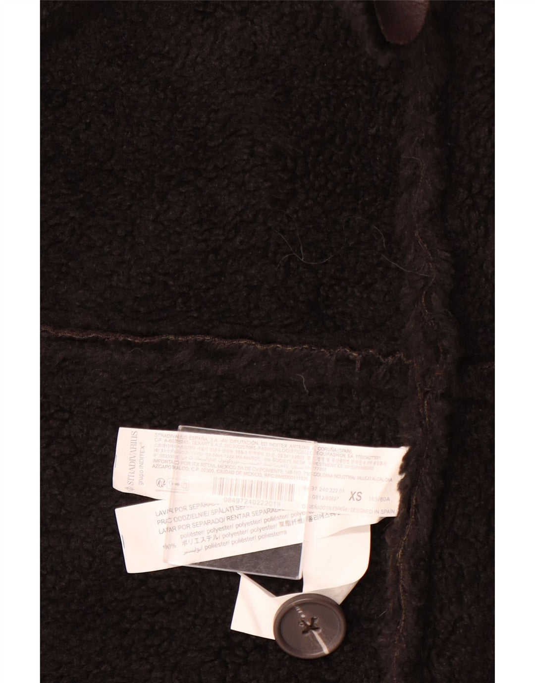 STRADIVARIUS Damen Übergroßer Sherpa-Mantel UK 6 XS Braun Polyester