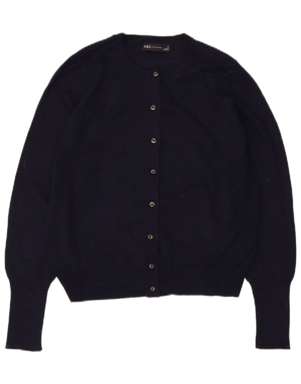 Marks & Spencer Damen Crop Cardigan Pullover UK 12 Medium Marineblau Viskose