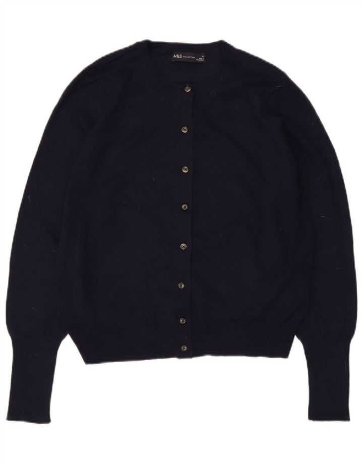 Marks & Spencer Damen Crop Cardigan Pullover UK 12 Medium Marineblau Viskose
