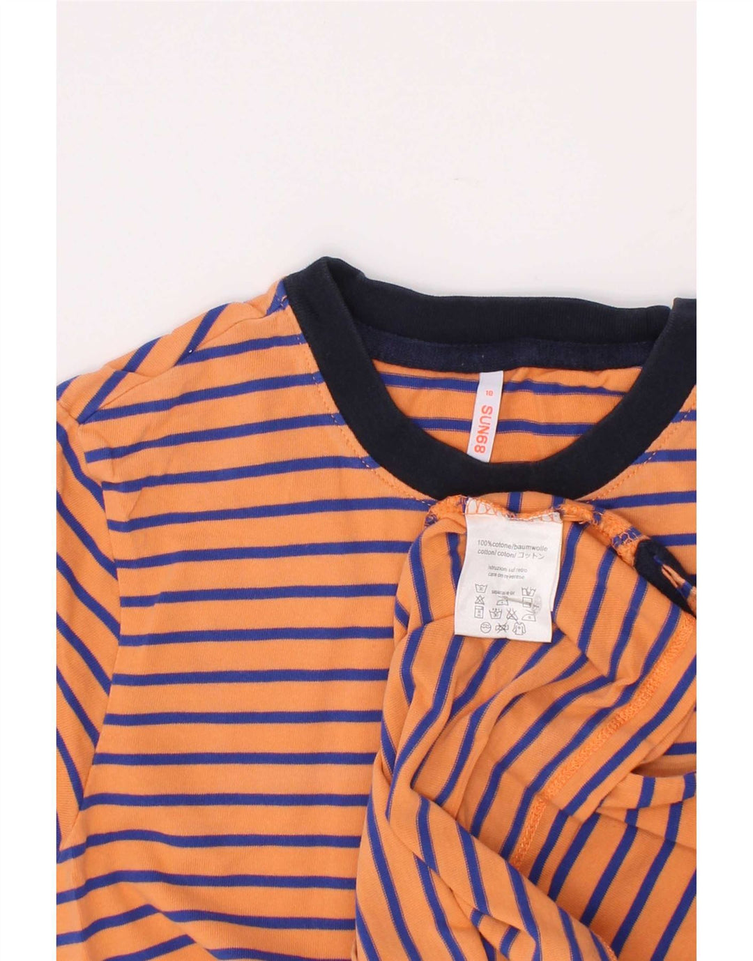 Sun68 T-Shirt-Oberteil für Jungen, 9–10 Jahre, orange gestreift, Baumwolle