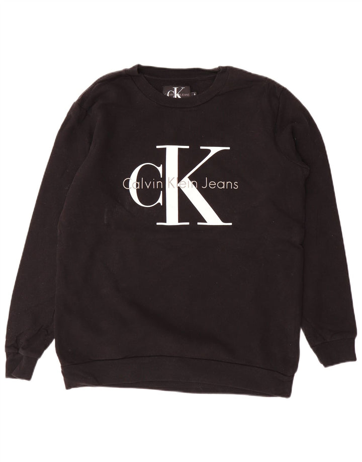 CALVIN KLEIN JEANS Herren-Sweatshirt mit Grafik, Größe S, schwarze Baumwolle