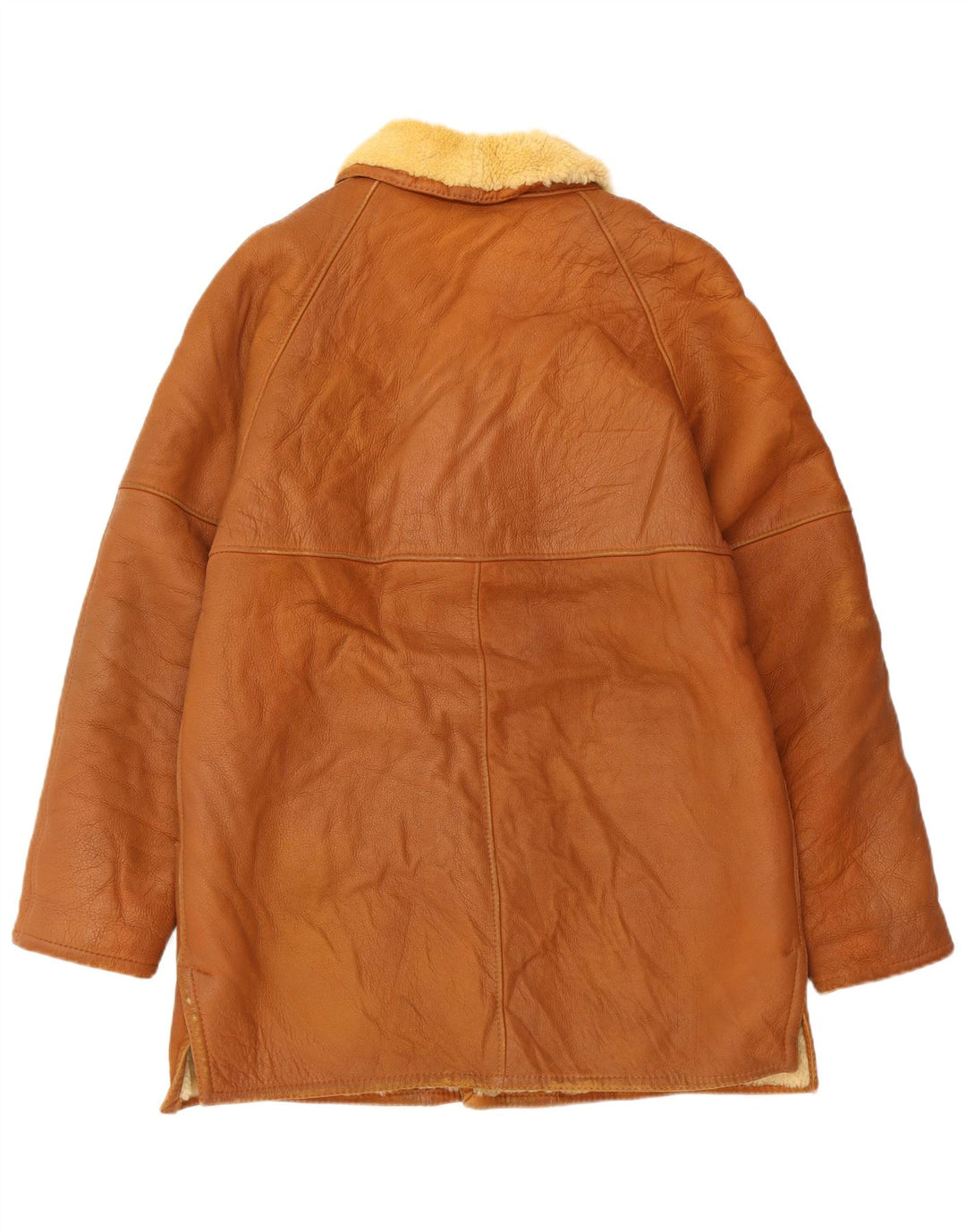 MABRUN Herren Shearling Jacke UK 36 Small Braunes Leder