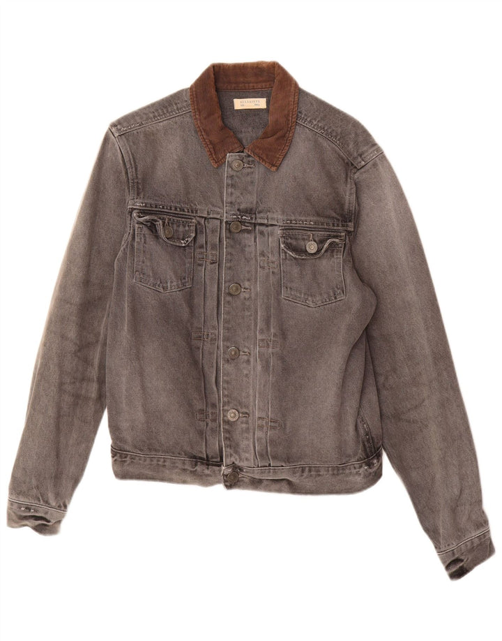 All Saints Herren Jeansjacke UK 36 Small Graue Baumwolle