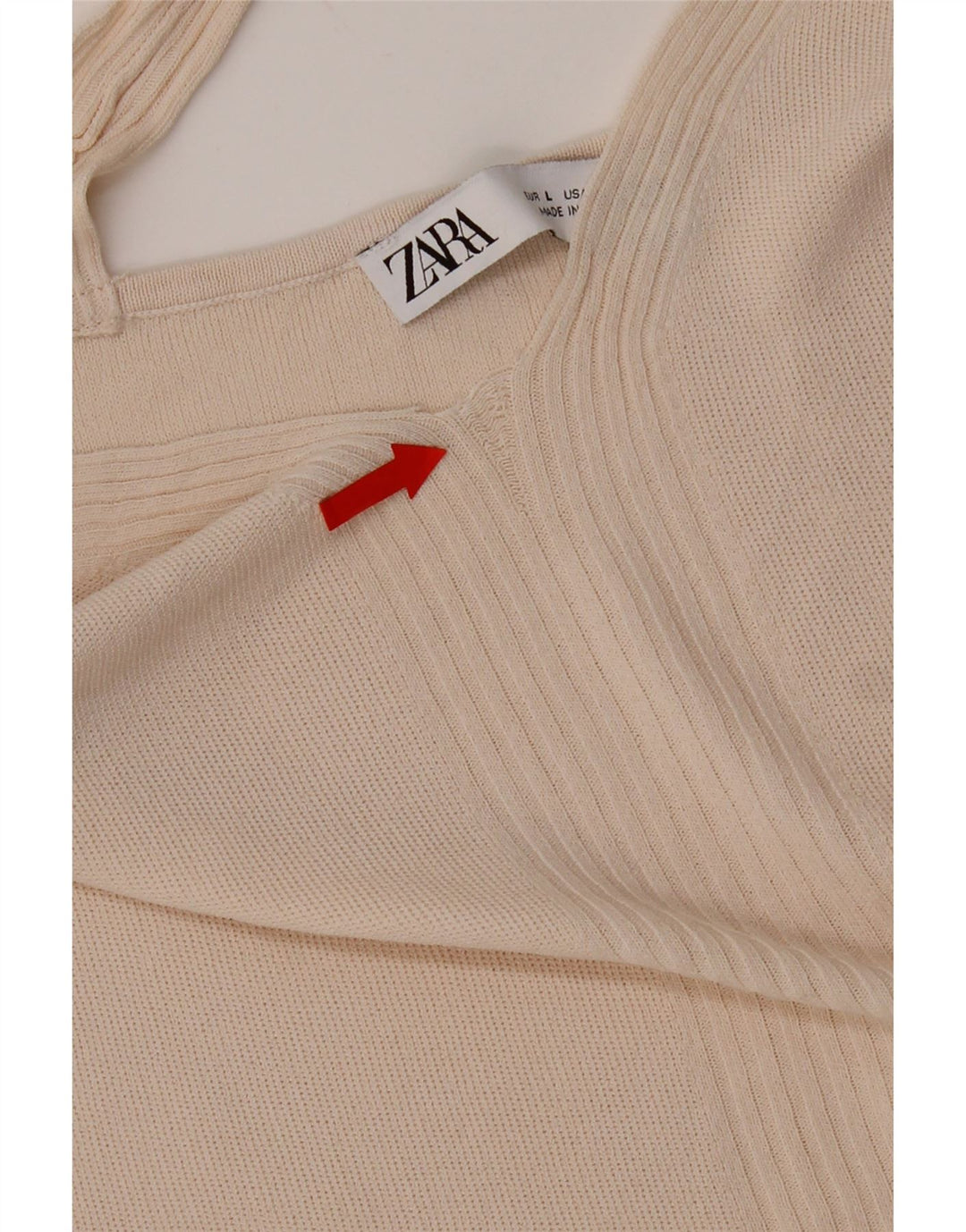 Zara Damen Crop Cami Top UK 14 Large Beige Viskose