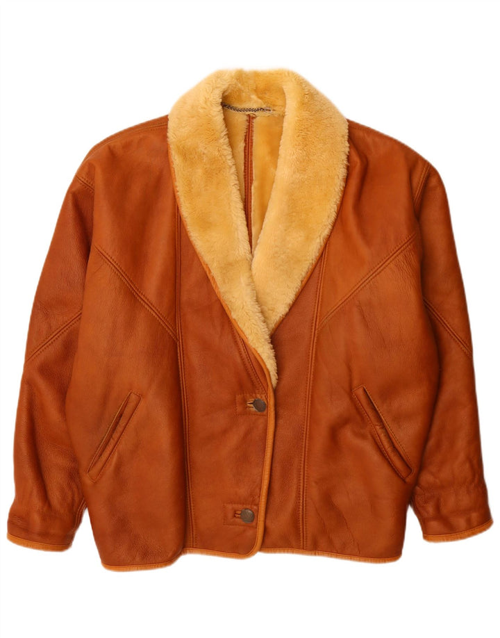 Vintage Damen Übergroße Lammfelljacke UK 16 Large Braun