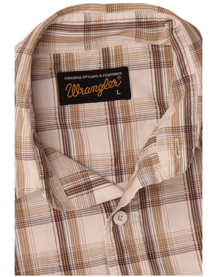 Wrangler Herrenhemd, groß, weiß kariert, Baumwolle