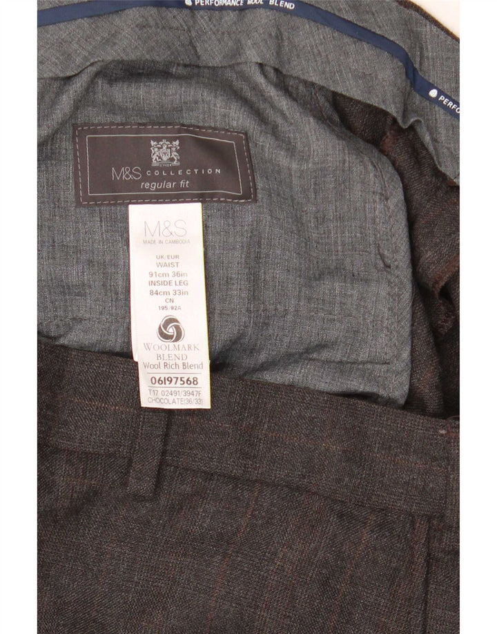 Marks & Spencer Herren-Anzughose, gerade, normale Passform, W36, L33, graue Wolle