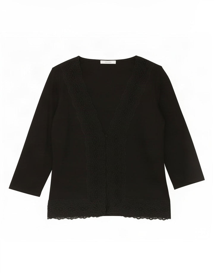 Marks & Spencer Damen-Hemdbluse mit 3/4-Ärmeln, UK 14, Mittelschwarz, Viskose