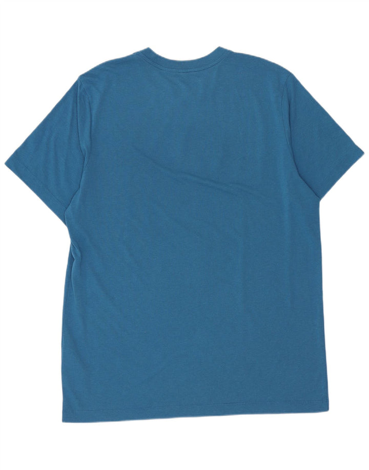 Nike Herren Dri Fit Grafik-T-Shirt-Oberteil aus mittelblauem Polyester