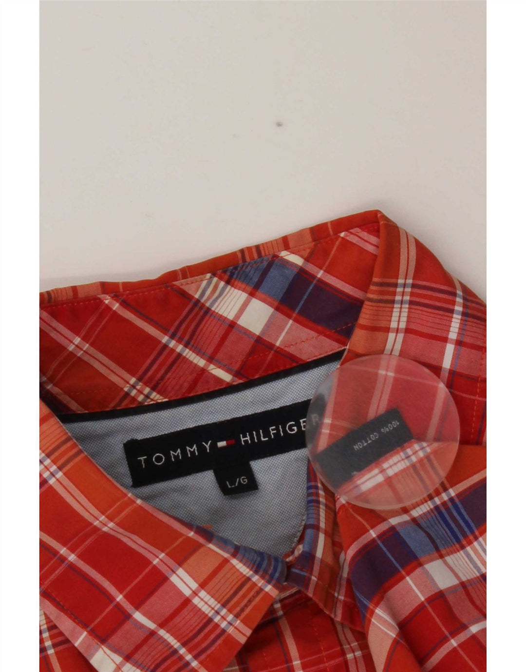 Tommy Hilfiger Herrenhemd, groß, orange kariert, Baumwolle