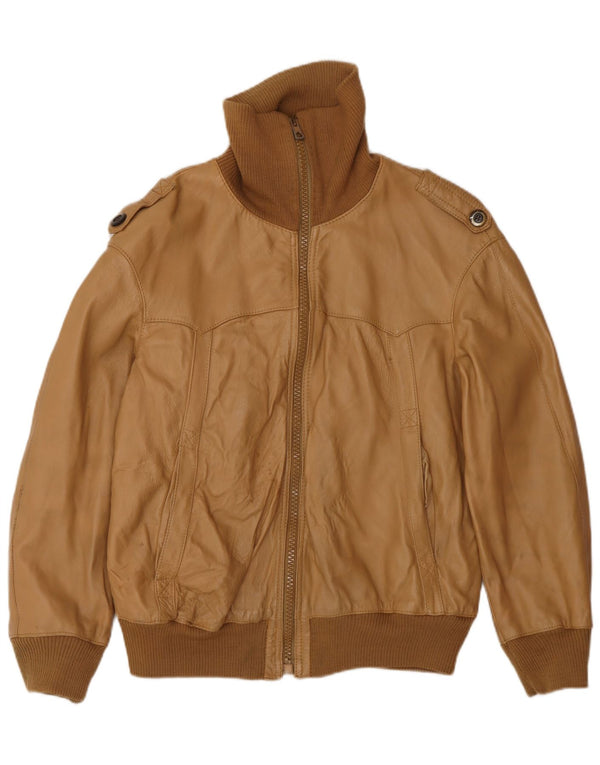 Vintage Herren Militär Bomber Lederjacke UK 38 Medium Beige