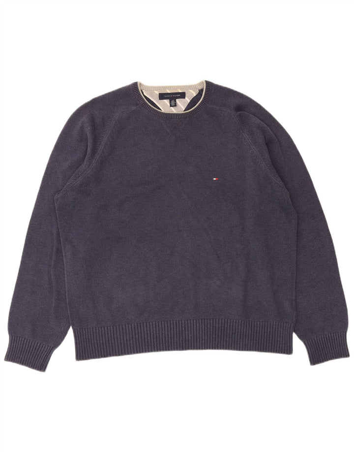 Tommy Hilfiger Herren-Pullover mit Rundhalsausschnitt, groß, Marineblau, klassisch