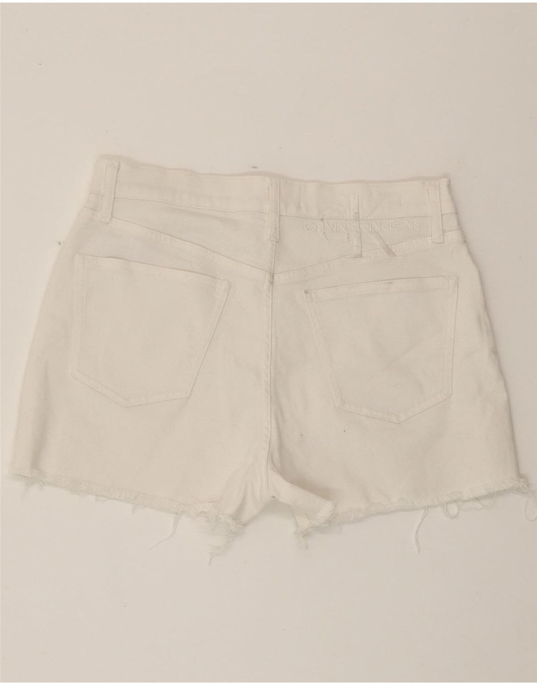 CALVIN KLEIN Damen Jeansshorts W30 mittelweiße Baumwolle