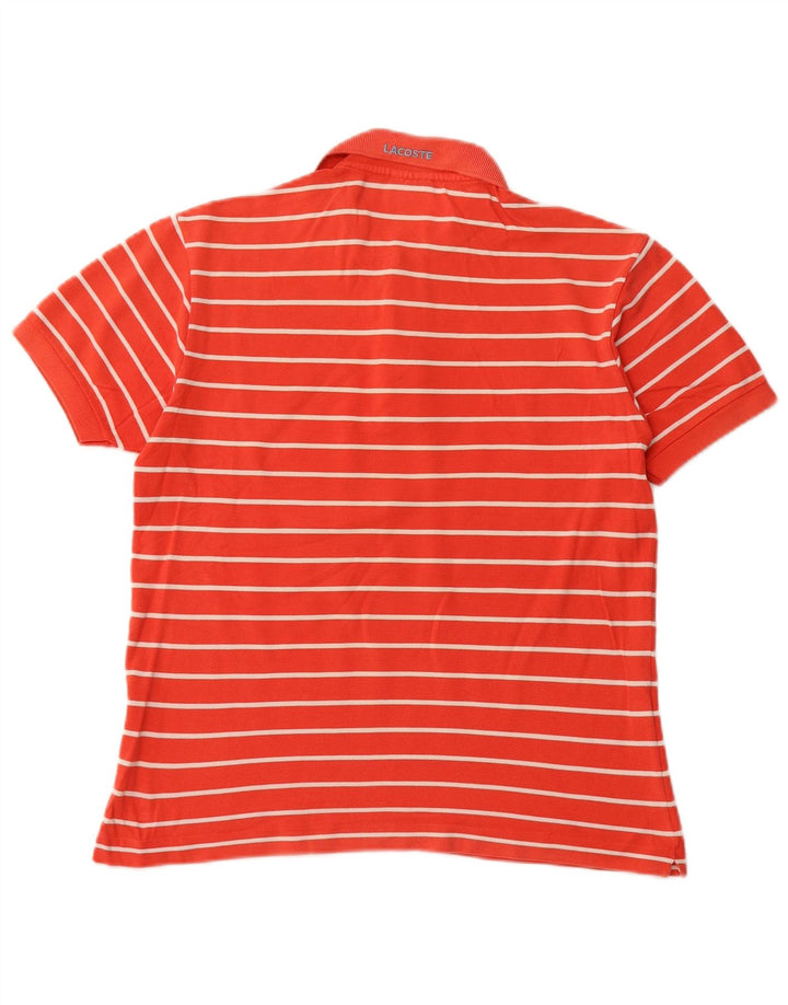LACOSTE Herren-Poloshirt, Größe 4, mittelorange gestreift, Baumwolle