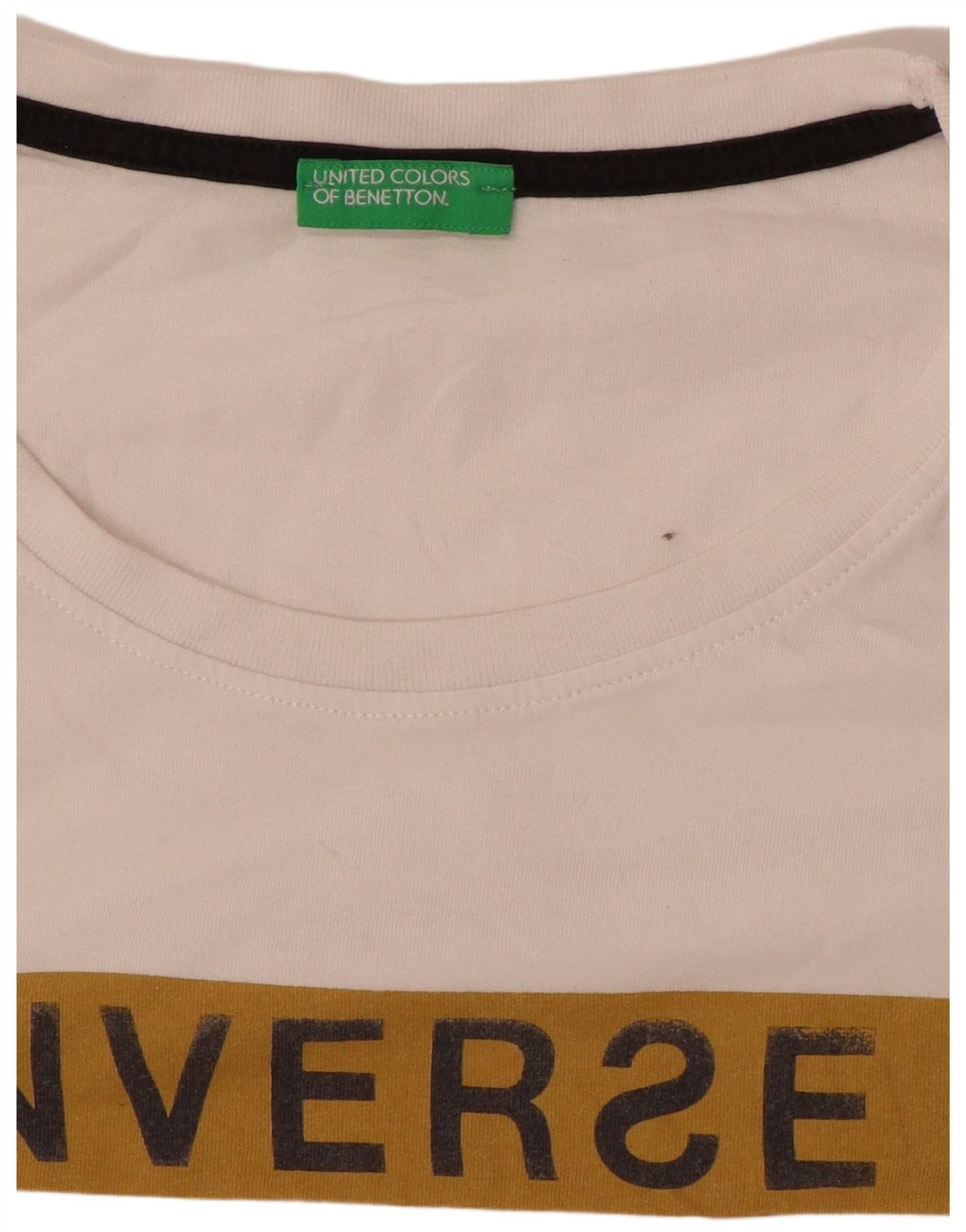 Benetton Herren-T-Shirt mit Grafik, Mittelweiß