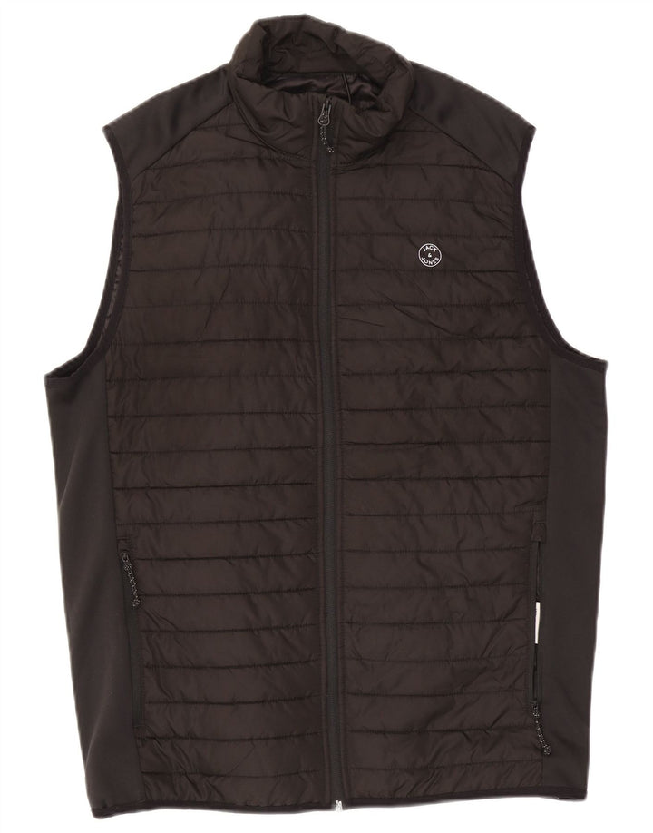 Jack & Jones Herren Wattierte Weste UK 40 Large Schwarz Colourblock Polyester