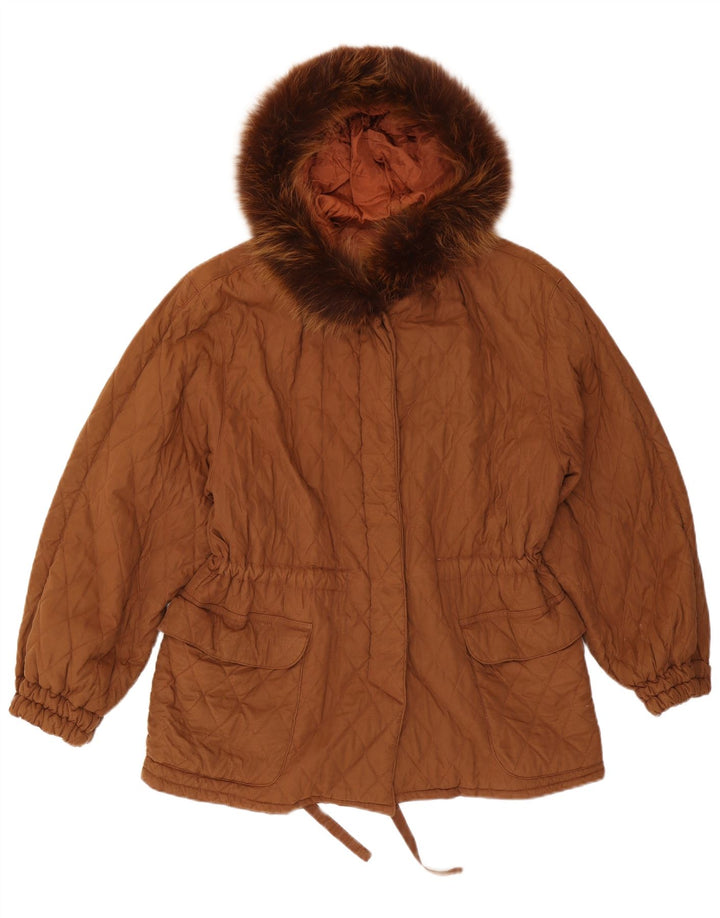 Ileana Zara Damen Übergroße Steppjacke mit Kapuze IT 40 Small Braun