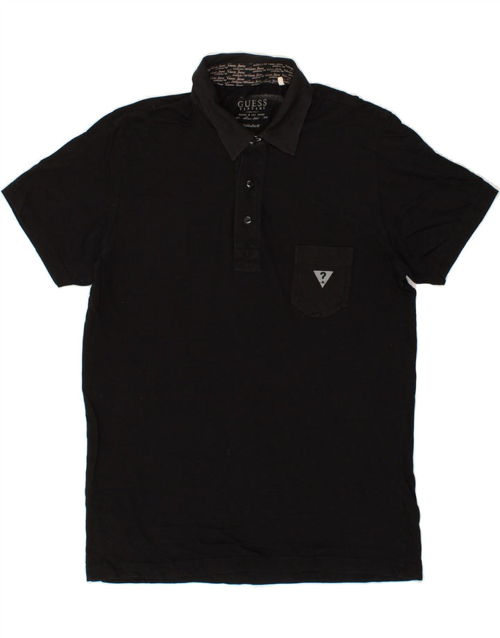 GUESS Herren Poloshirt mit Grafik, Größe L, Schwarz