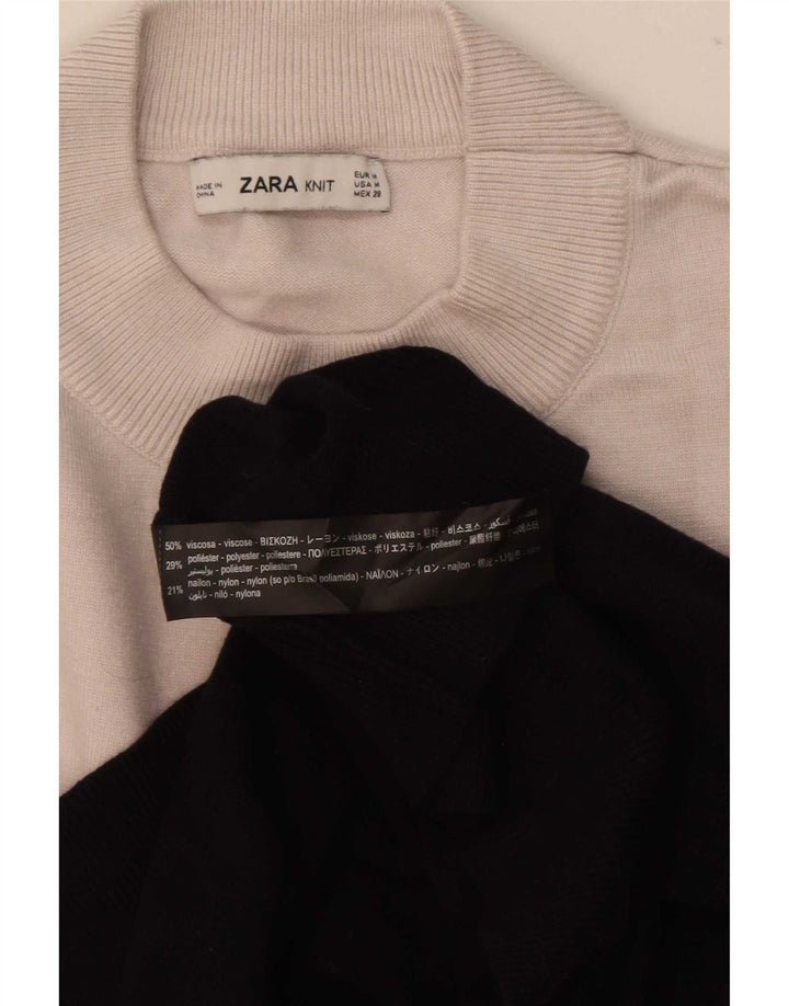 Rollkragenpullover von Zara für Damen, Gr. 14, Mittelschwarz, Farbblock