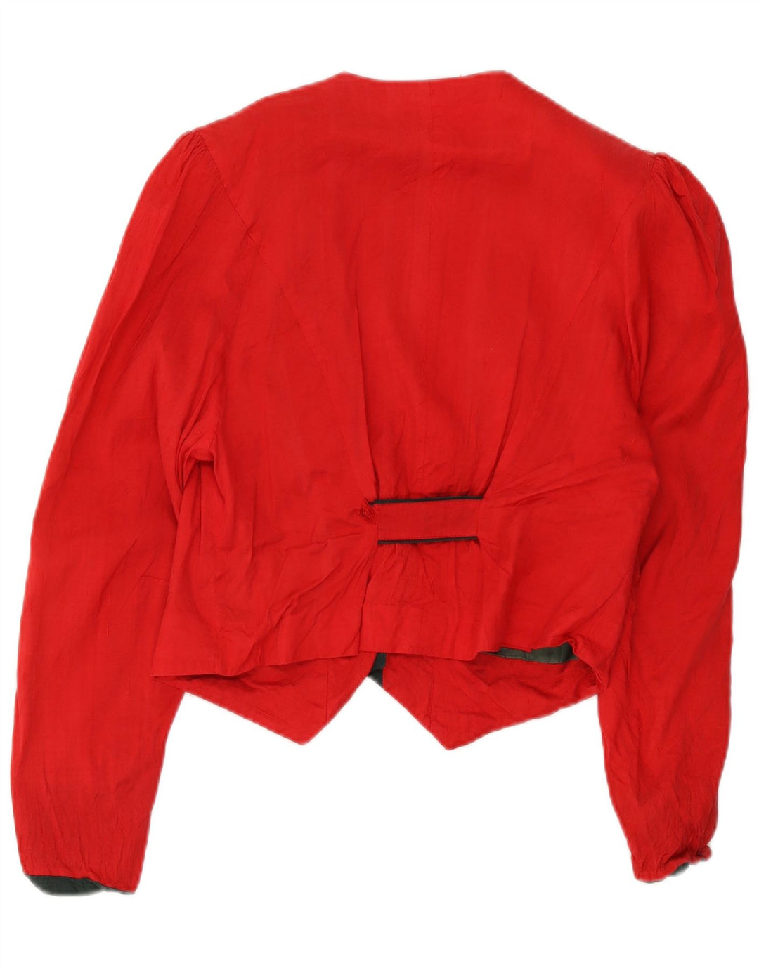 Vintage Damen Crop 3-Knopf-Blazer-Jacke IT 44 Mittelrotes Acetat-Herz