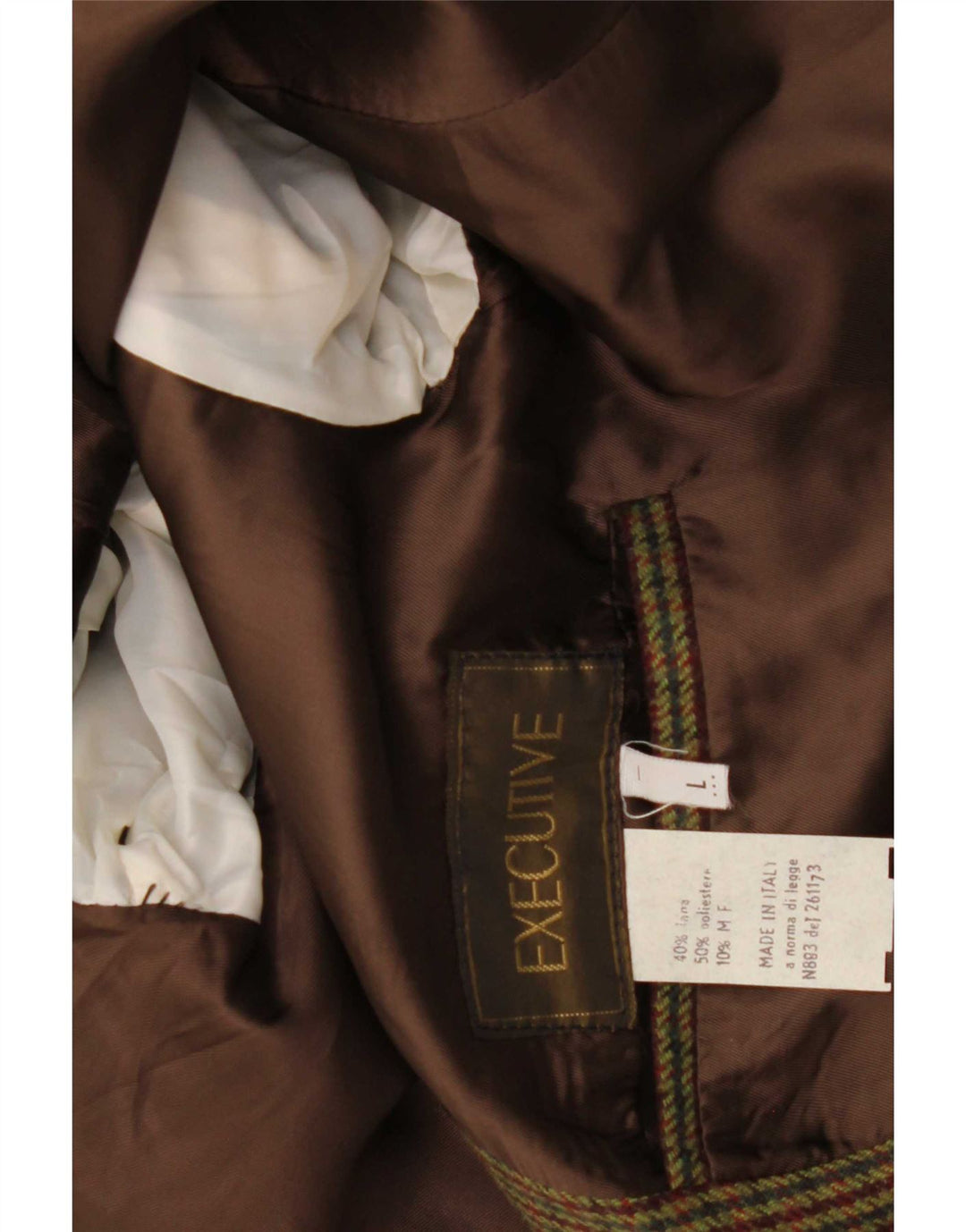 Vintage Herren 2-Knopf-Blazer-Jacke, UK 40, große Khaki-Karo-Wolle