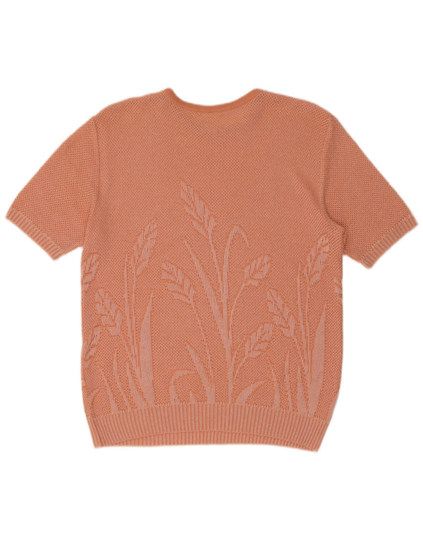 Vintage Damen Pullover mit grafischem U-Boot-Ausschnitt, Gr. 14, groß, rosa geblümt