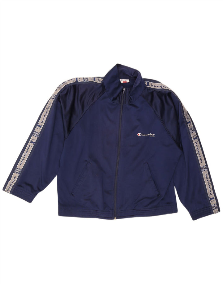 Champion Herren-Trainingsanzugoberteil mit Grafik, XS, Marineblau, Farbblock