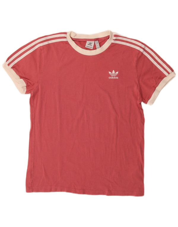 Adidas Damen Übergroßes T-Shirt Top UK 6 XS Rot Colourblock Baumwolle