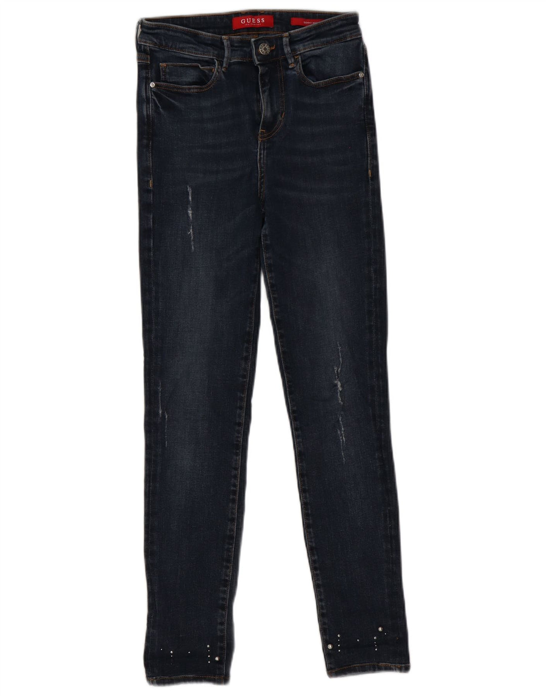 Guess Damen Distressed Skinny Jeans W25 L26 Marineblaues Polyester