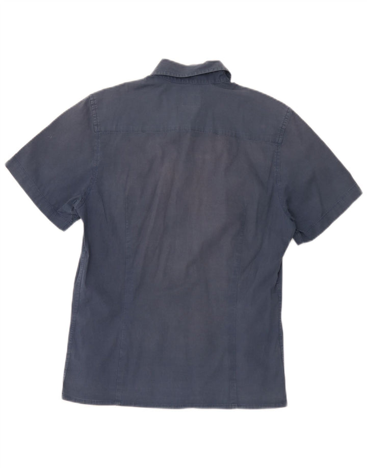 Calvin Klein Jeans Herren-Kurzarmhemd aus mittelblauer Baumwolle