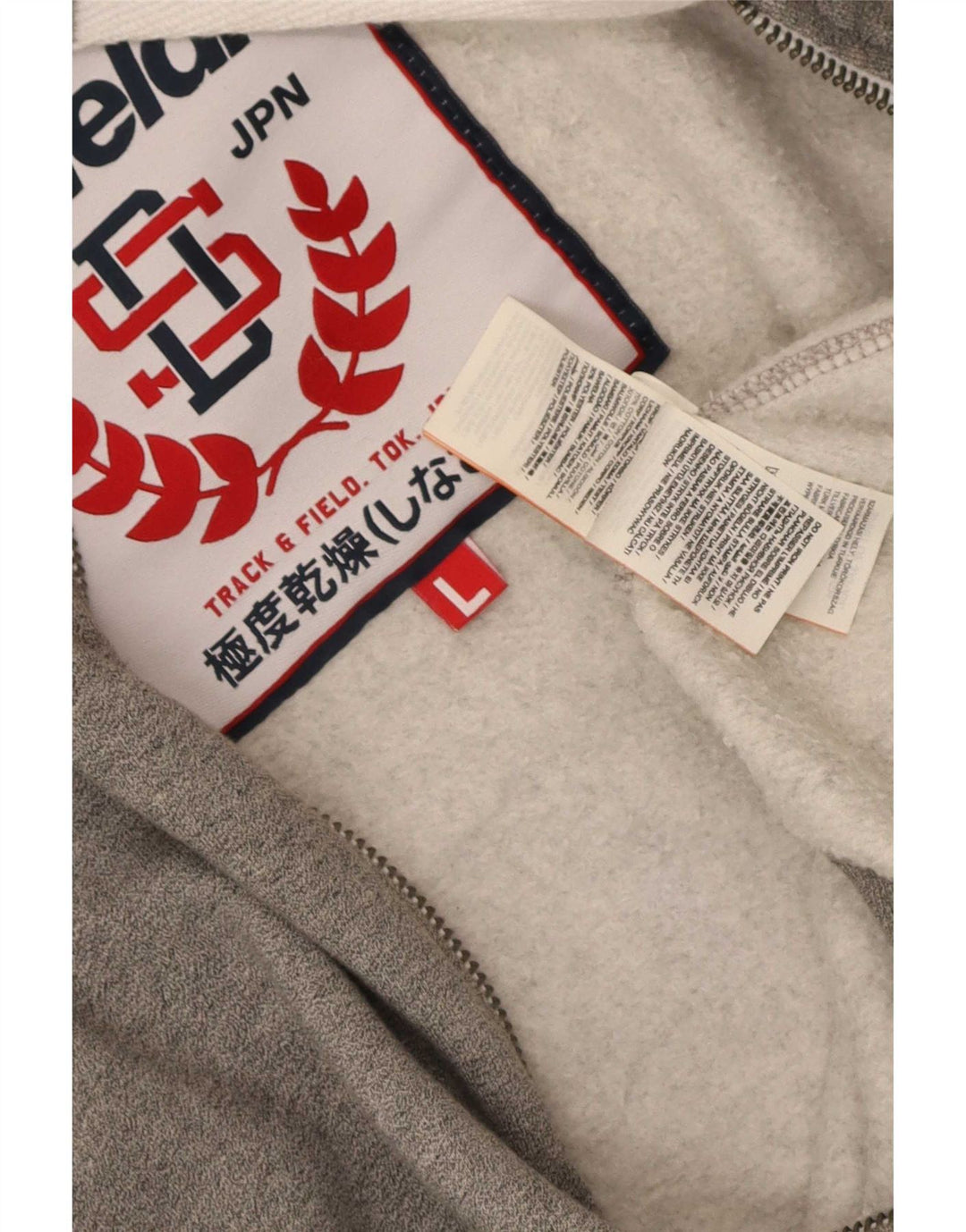 Superdry Herren-Kapuzenpullover mit grafischem Reißverschluss, groß, aus grauer Baumwolle