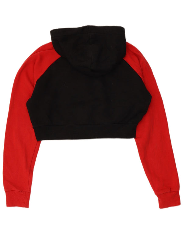 Fila Damen-Pullover mit übergroßem Crop-Hoodie, Gr. 10, Small, Schwarz, Farbblock