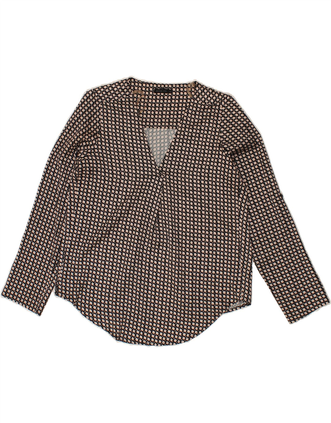 NUNA LIE Womens Long Sleeve Blouse Top UK 16 Large Grey Spotted Vintage Nuna Lie and Second-Hand Nuna Lie from Messina Hembry 