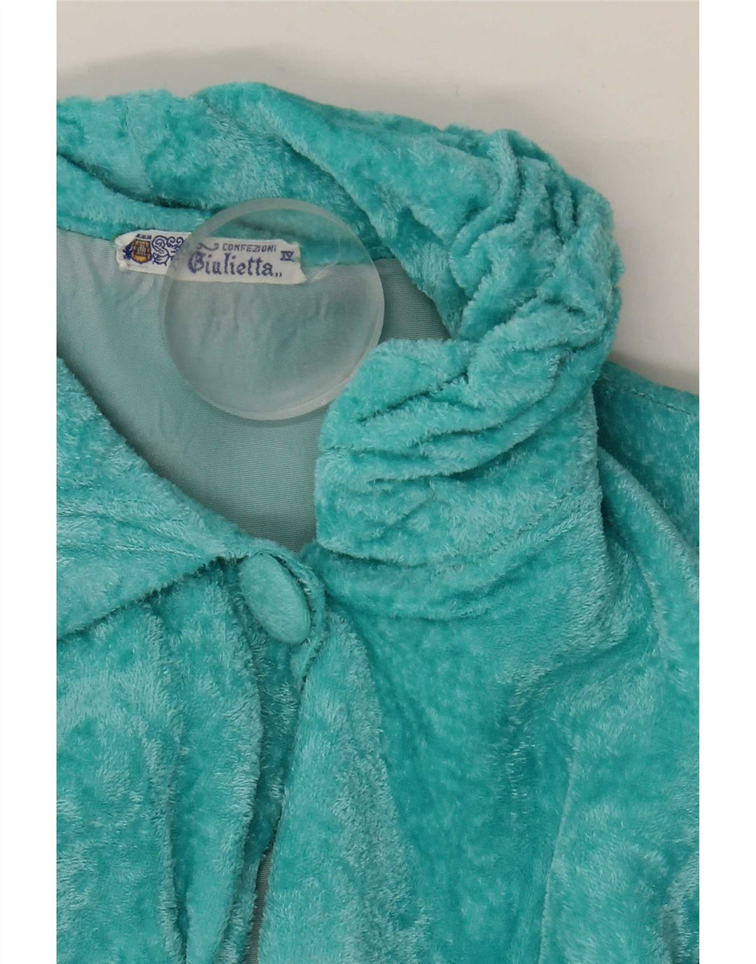 Vintage Damen Velour Robe Kleid UK 14 Mittelblau