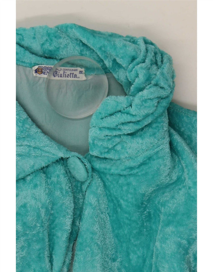 Vintage Damen Velour Robe Kleid UK 14 Mittelblau