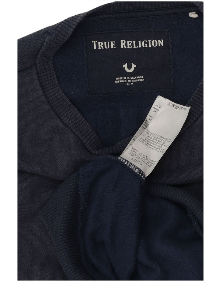 True Religion Herren-Sweatshirt mit Grafik, mittlere marineblaue Baumwolle