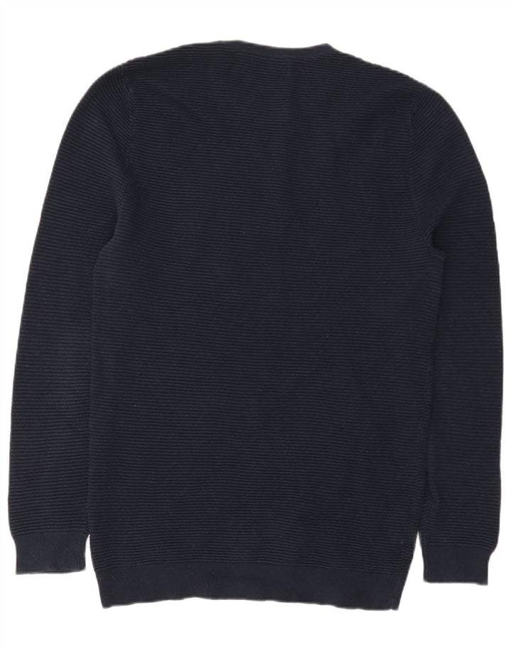 Zara Herren-Pullover mit Rundhalsausschnitt, Größe L, Marineblau