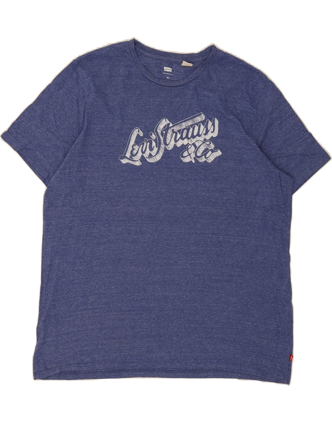 LEVI'S Mens Graphic T-Shirt Top 2XL Blue Flecked Cotton Vintage Levi's and Second-Hand Levi's from Messina Hembry 