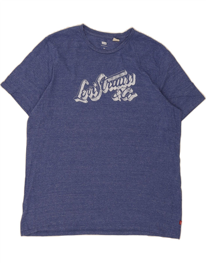LEVI'S Mens Graphic T-Shirt Top 2XL Blue Flecked Cotton Vintage Levi's and Second-Hand Levi's from Messina Hembry 