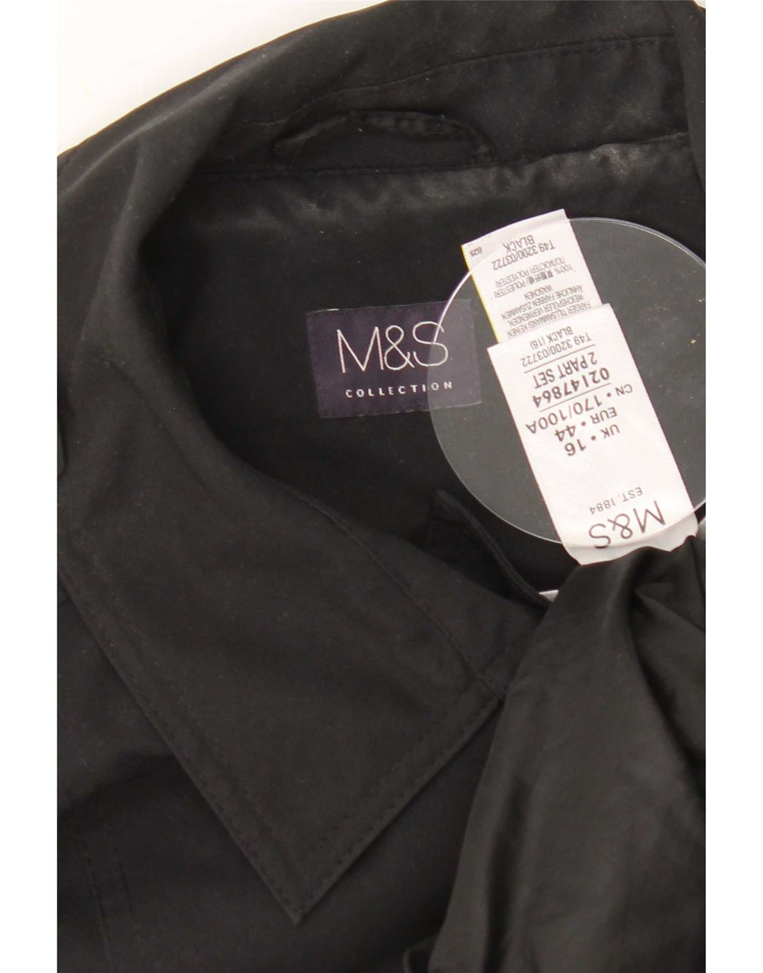 Marks & Spencer Damen Trenchcoat UK 16 Large Schwarz Polyester